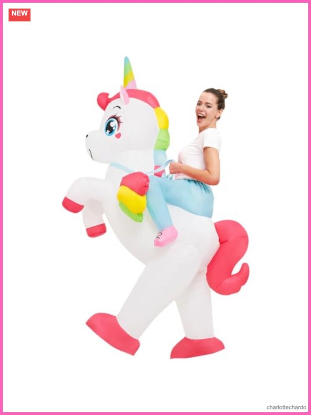 Inflatable Unicorn Costume Adult Blow Up Halloween Suit Funny Ride On